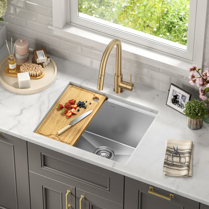KRAUS Kore 23" Undermount Workstation 16 Gauge Laundry Utility Sink with Accessories - KWU100-23L