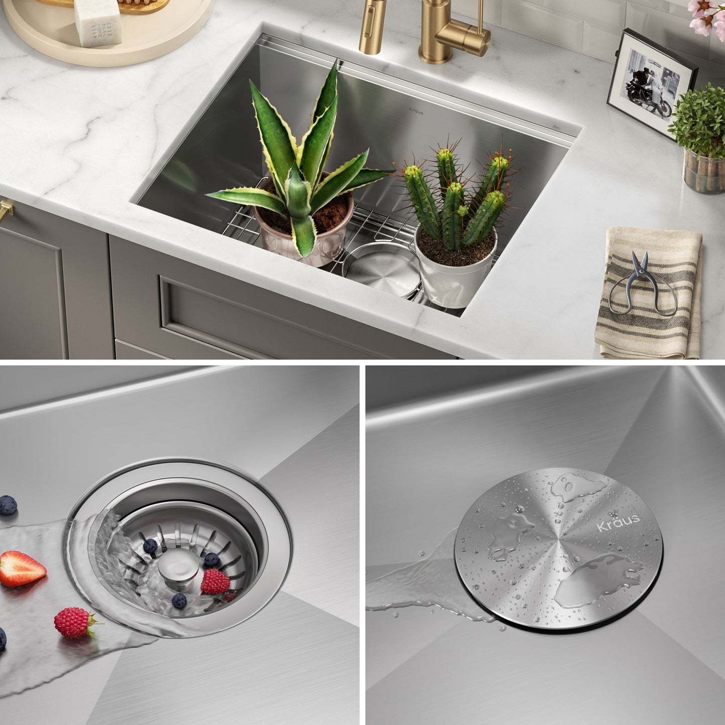 KRAUS Kore 23" Undermount Workstation 16 Gauge Laundry Utility Sink with Accessories - KWU100-23L