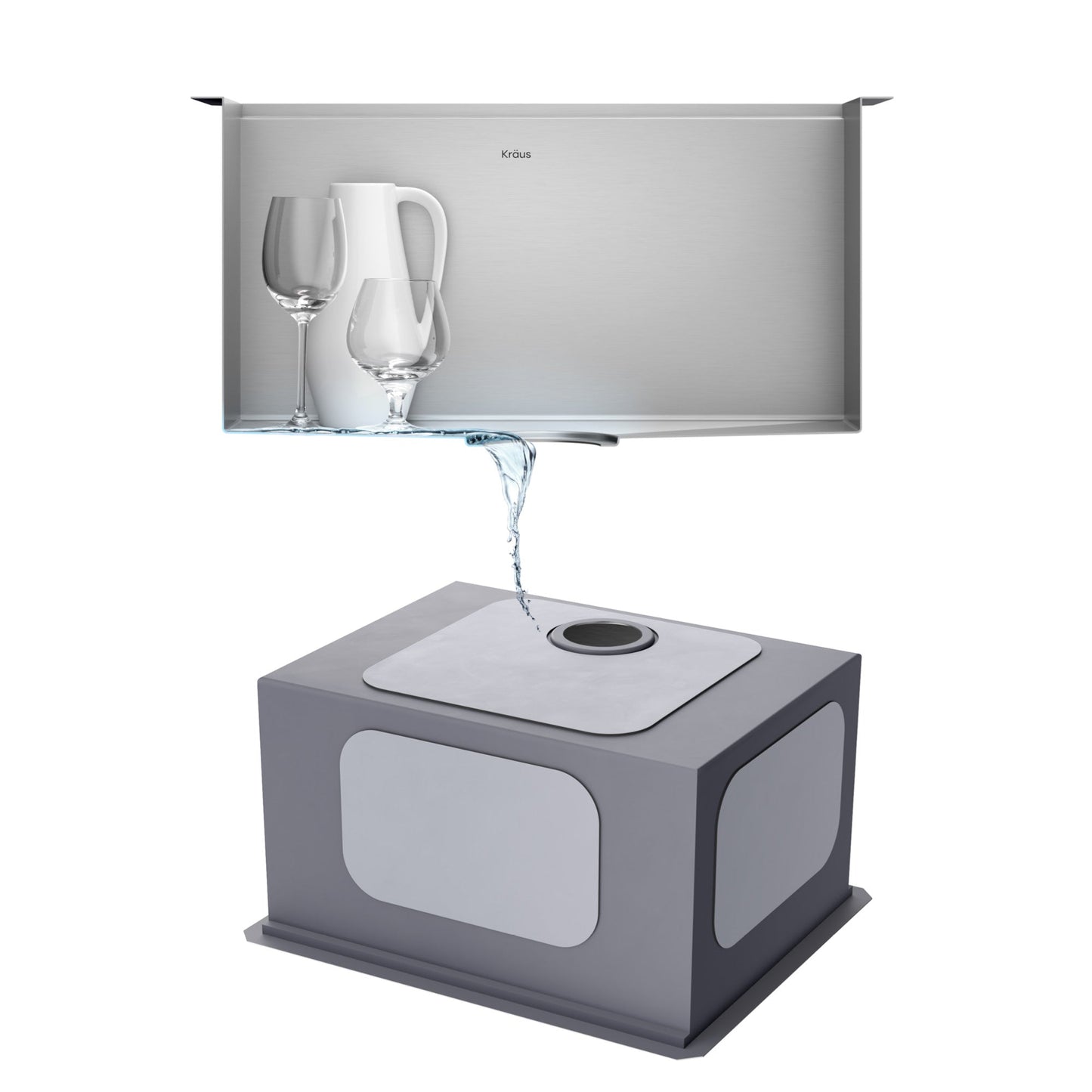 KRAUS Kore 23" Undermount Workstation 16 Gauge Laundry Utility Sink with Accessories - KWU100-23L