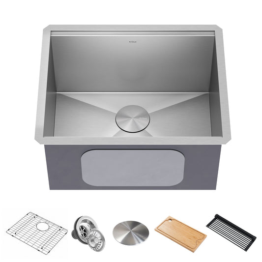 KRAUS Kore 23" Undermount Workstation 16 Gauge Laundry Utility Sink with Accessories - KWU100-23L