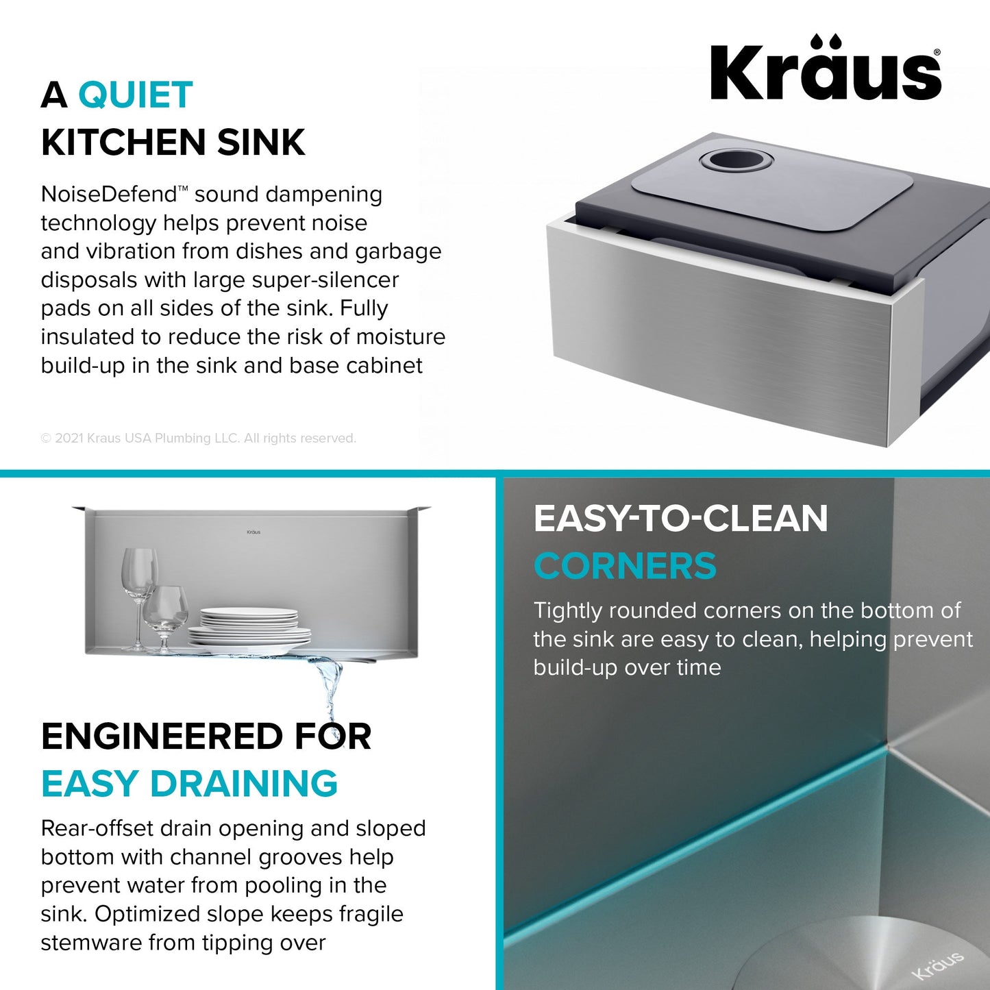 KRAUS Kore 24" Apron Front Workstation 16 Gauge Stainless Steel Single Bowl Kitchen Sink with Accessories - KWF210-24