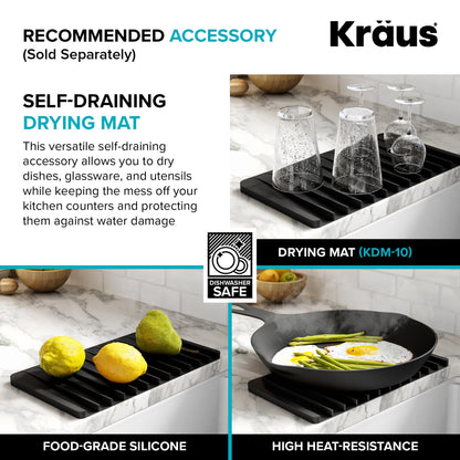 KRAUS Kore 24" Apron Front Workstation 16 Gauge Stainless Steel Single Bowl Kitchen Sink with Accessories - KWF210-24