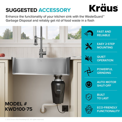 KRAUS Kore 24" Apron Front Workstation 16 Gauge Stainless Steel Single Bowl Kitchen Sink with Accessories - KWF210-24