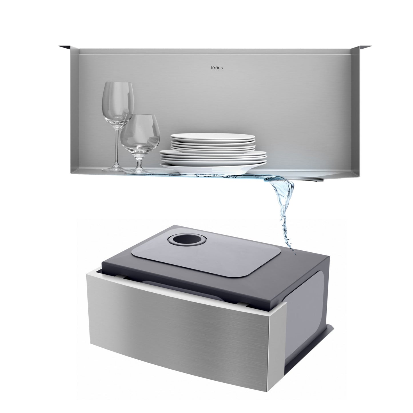 KRAUS Kore 24" Apron Front Workstation 16 Gauge Stainless Steel Single Bowl Kitchen Sink with Accessories - KWF210-24