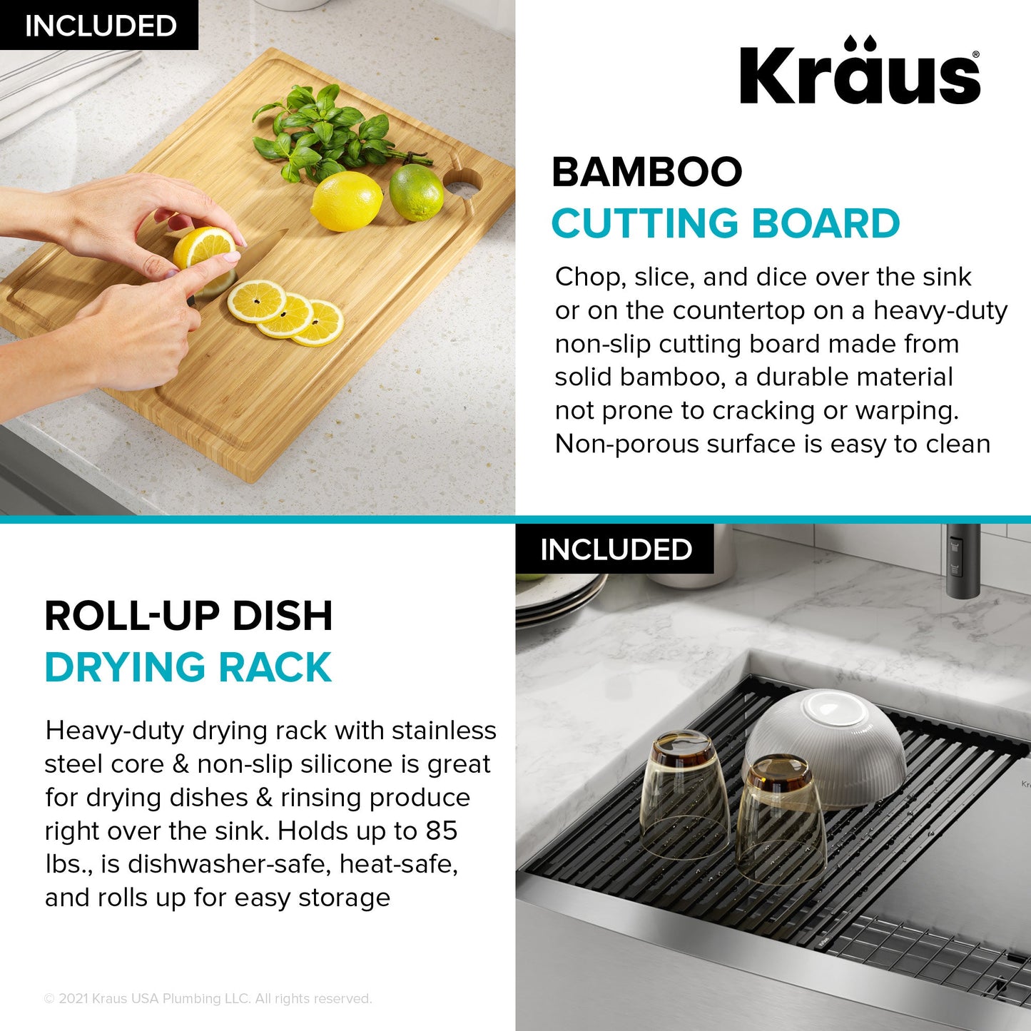 KRAUS Kore 27" Apron Front Workstation 16 Gauge Stainless Steel Kitchen Sink - KWF210-27