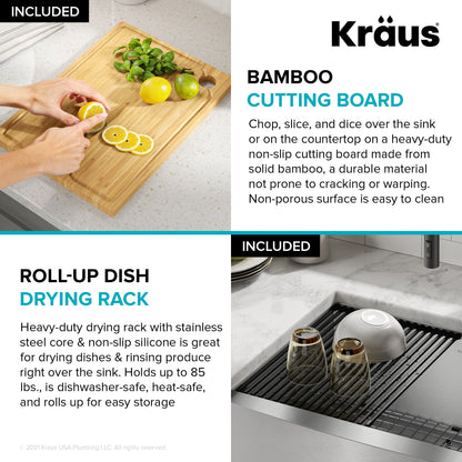 KRAUS Kore 27" Apron Front Workstation 16 Gauge Stainless Steel Kitchen Sink - KWF210-27