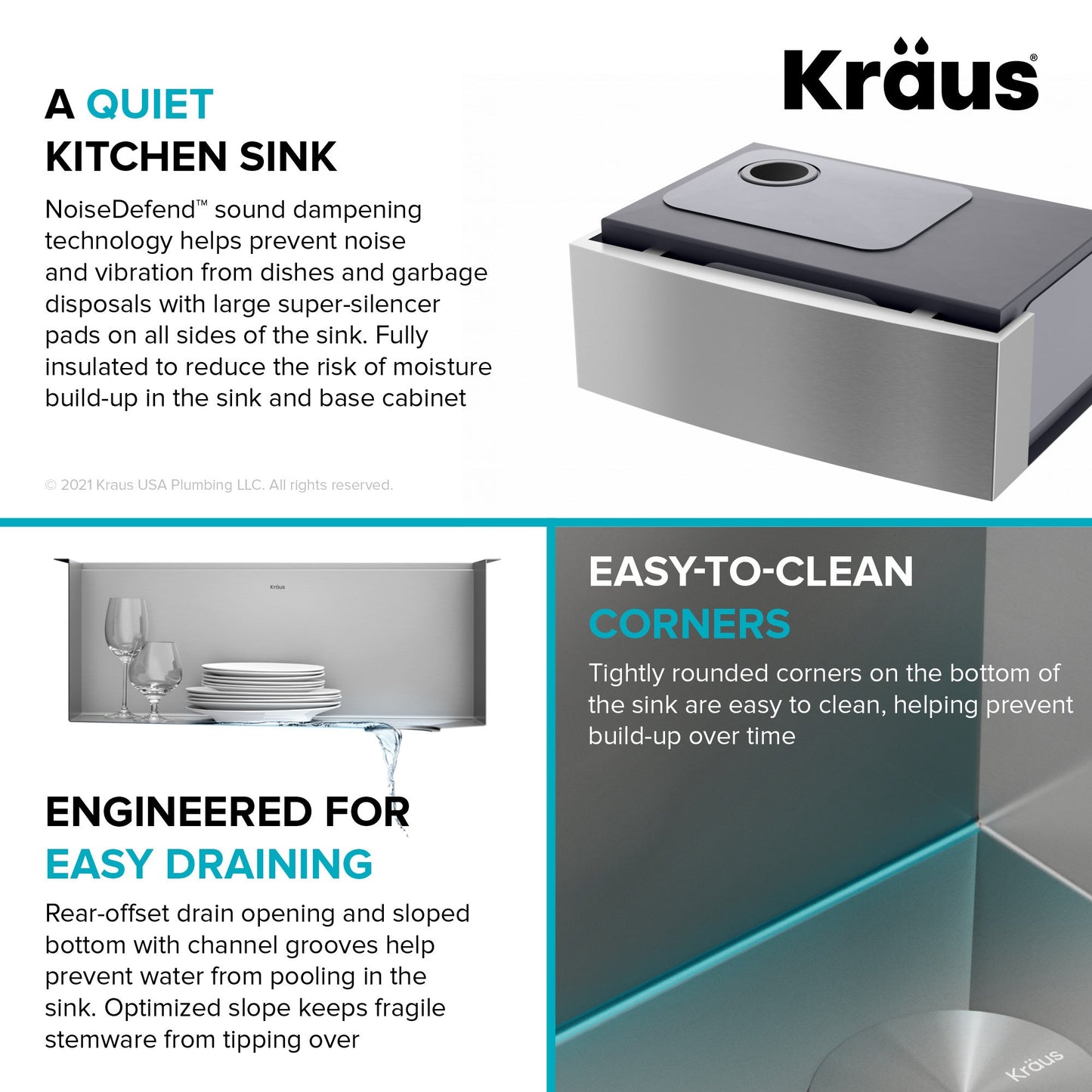 KRAUS Kore 27" Apron Front Workstation 16 Gauge Stainless Steel Kitchen Sink - KWF210-27