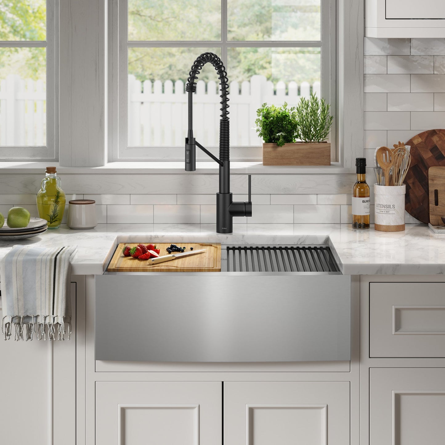KRAUS Kore 27" Apron Front Workstation 16 Gauge Stainless Steel Kitchen Sink - KWF210-27
