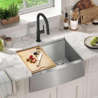 KRAUS Kore 27" Apron Front Workstation 16 Gauge Stainless Steel Kitchen Sink - KWF210-27