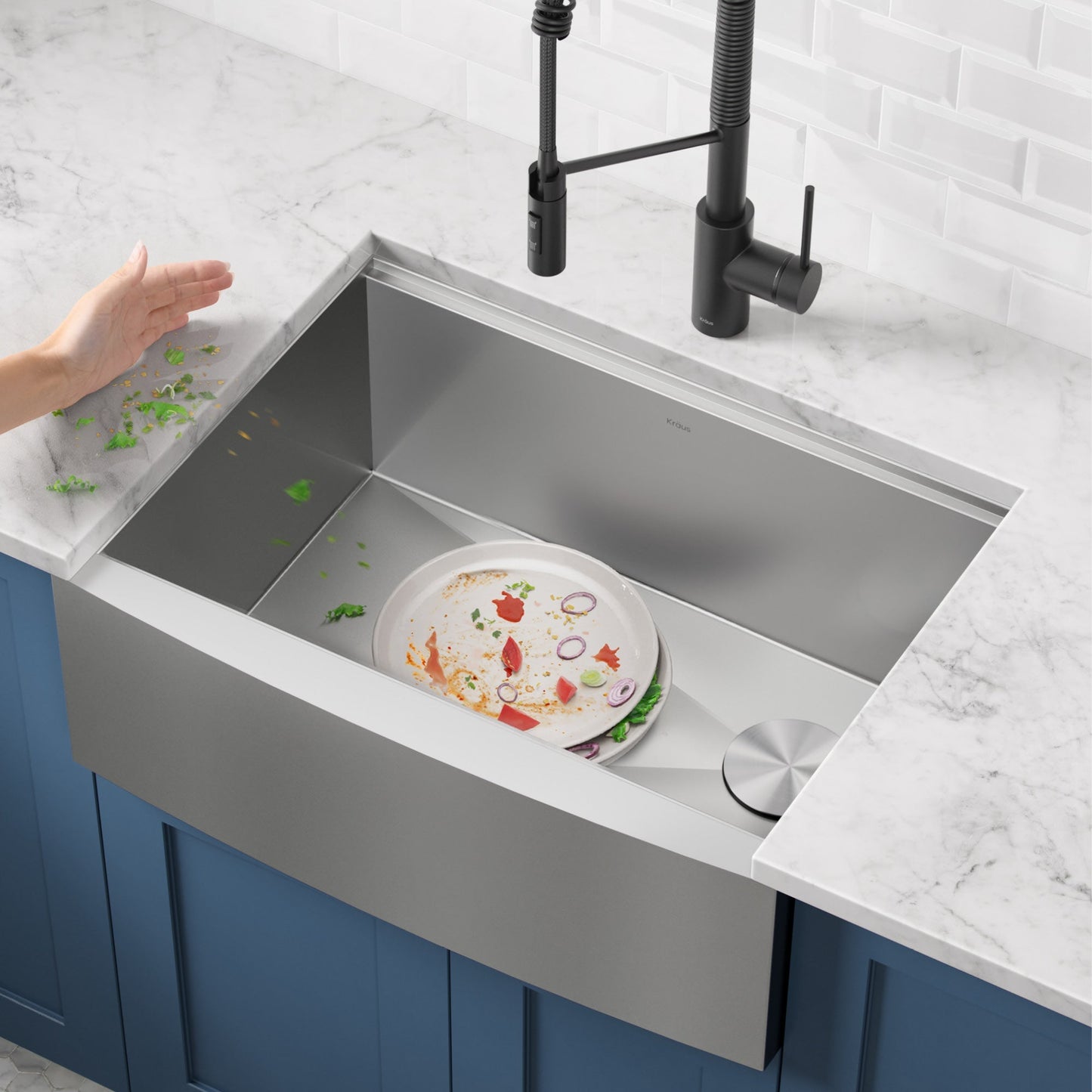 KRAUS Kore 27" Apron Front Workstation 16 Gauge Stainless Steel Kitchen Sink - KWF210-27
