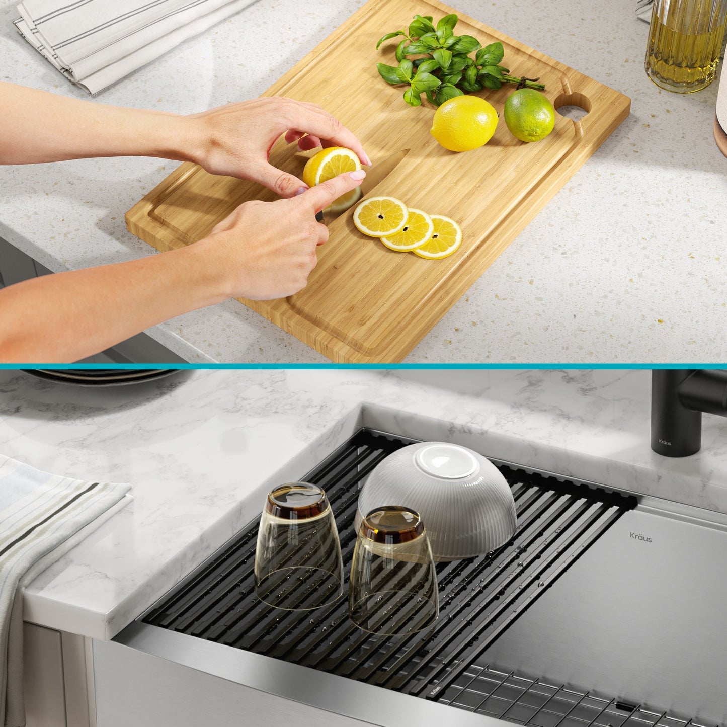 KRAUS Kore 27" Apron Front Workstation 16 Gauge Stainless Steel Kitchen Sink - KWF210-27
