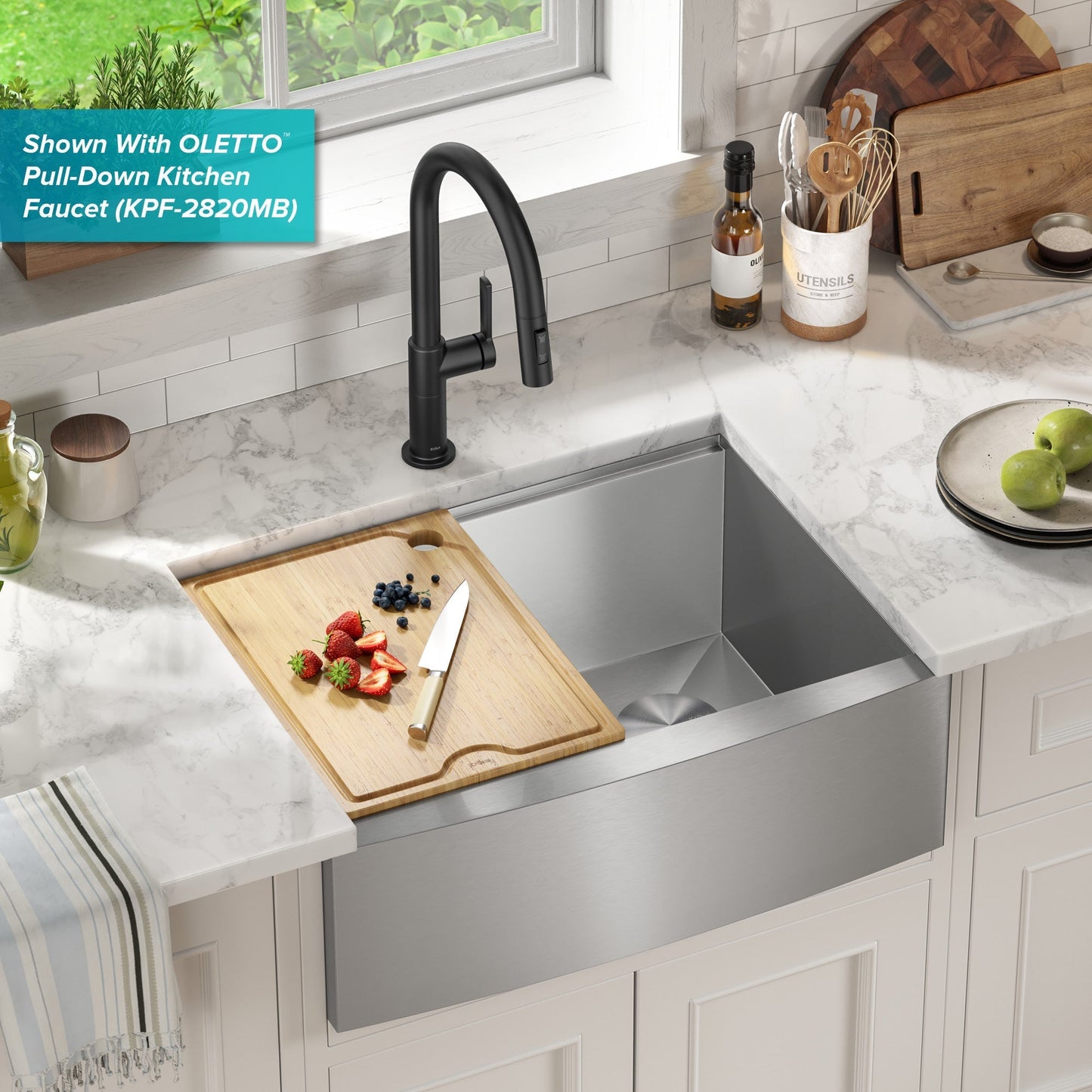 KRAUS Kore 27" Apron Front Workstation 16 Gauge Stainless Steel Kitchen Sink - KWF210-27