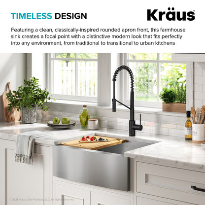 KRAUS Kore 27" Apron Front Workstation 16 Gauge Stainless Steel Kitchen Sink - KWF210-27