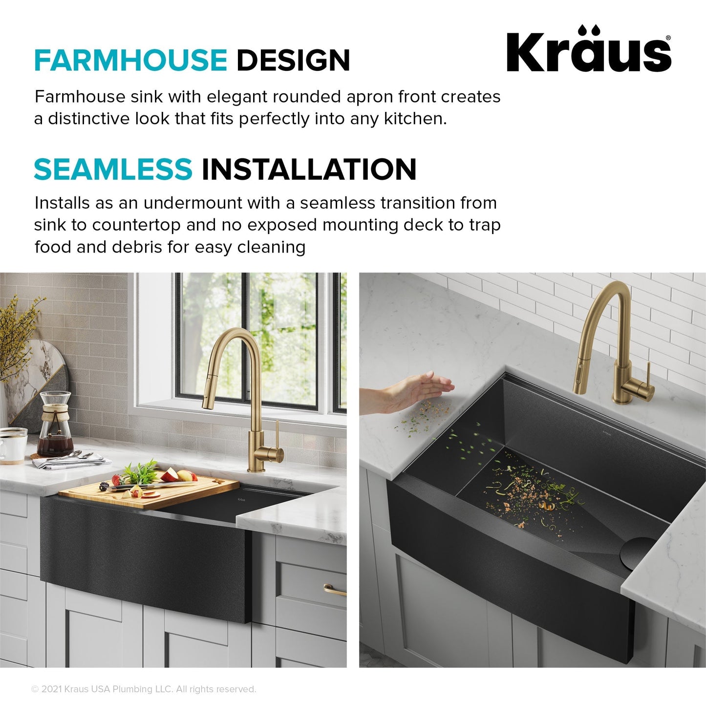 KRAUS Kore 27" Apron Front Workstation 16 Gauge Stainless Steel Kitchen Sink in PVD Gunmetal Finish - KWF210-27-PGM