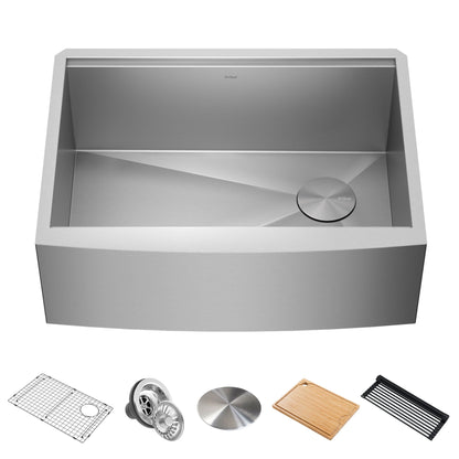 KRAUS Kore 27" Apron Front Workstation 16 Gauge Stainless Steel Kitchen Sink - KWF210-27