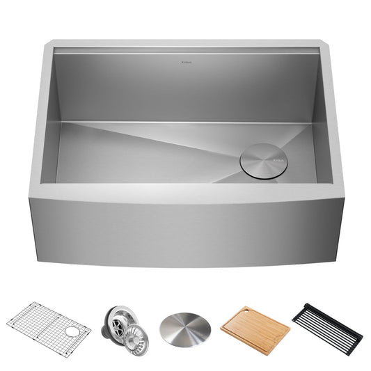KRAUS Kore 27" Apron Front Workstation 16 Gauge Stainless Steel Kitchen Sink - KWF210-27