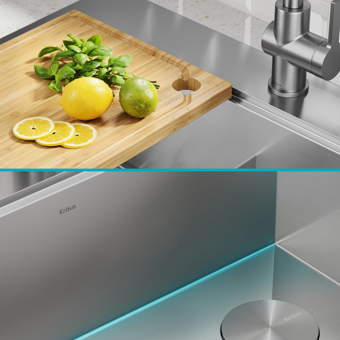 KRAUS Kore 28" Drop-In Workstation 16 Gauge Stainless Steel Single Bowl Kitchen Sink with Accessories - KWT310-28