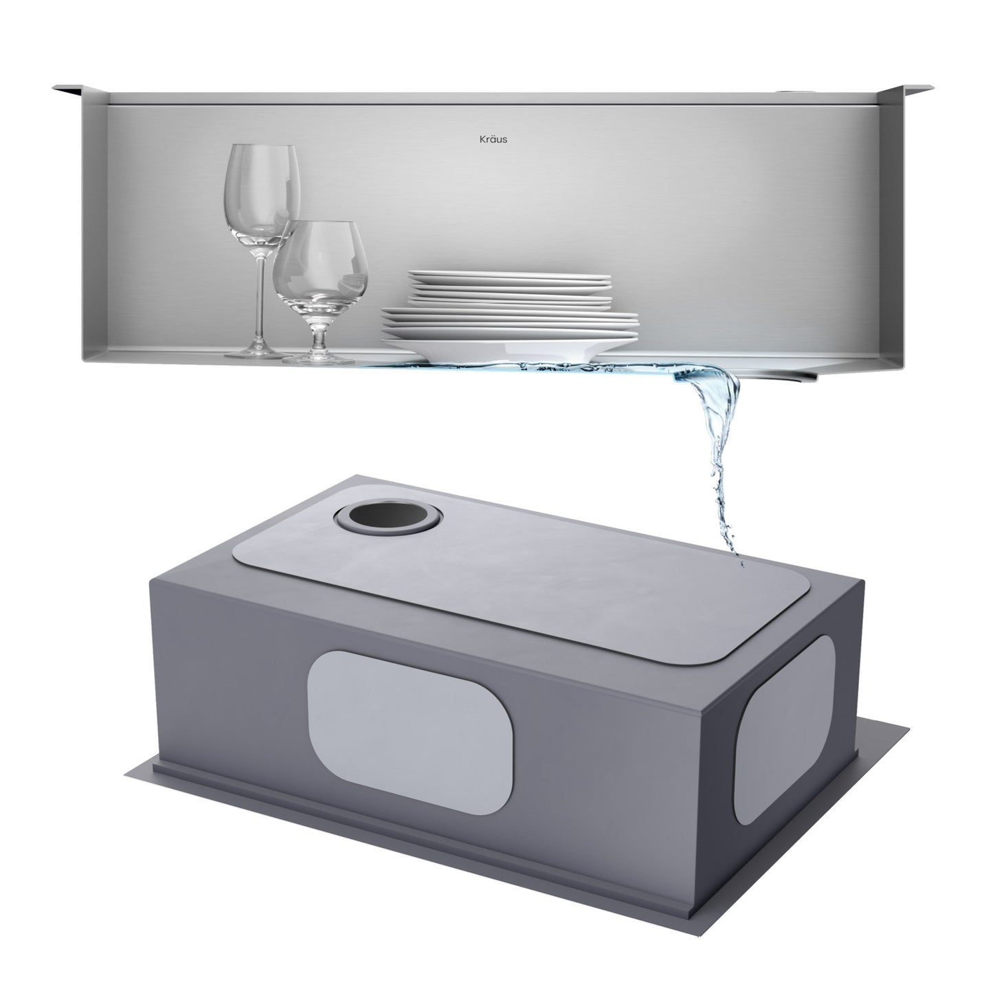 KRAUS Kore 28" Drop-In Workstation 16 Gauge Stainless Steel Single Bowl Kitchen Sink with Accessories - KWT310-28