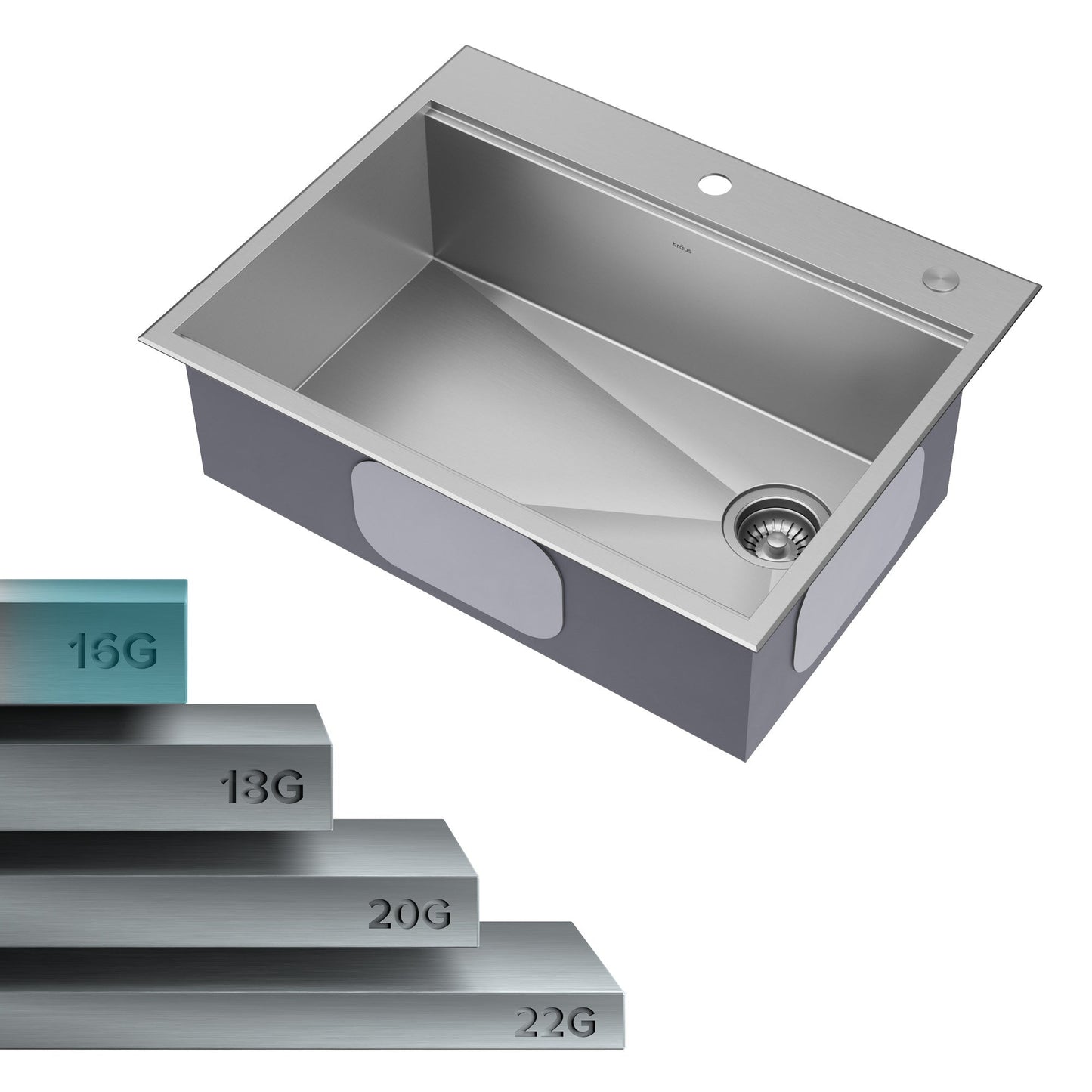 KRAUS Kore 28" Drop-In Workstation 16 Gauge Stainless Steel Single Bowl Kitchen Sink with Accessories - KWT310-28