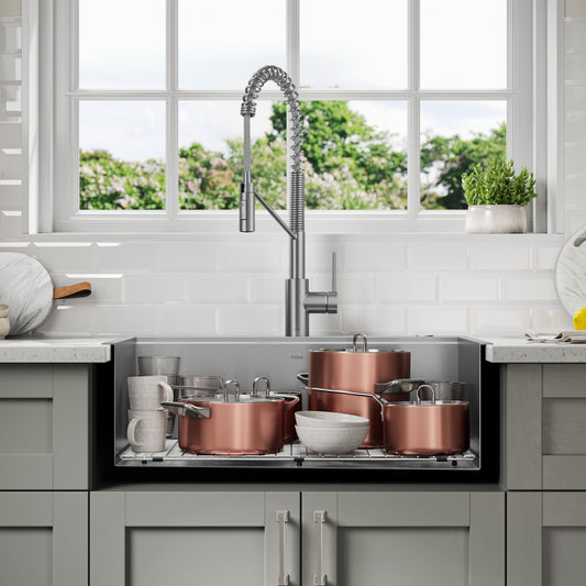 KRAUS Kore 28" Drop-In Workstation 16 Gauge Stainless Steel Single Bowl Kitchen Sink with Accessories - KWT310-28