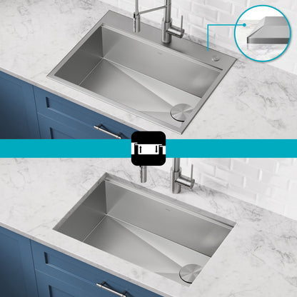 KRAUS Kore 28" Drop-In Workstation 16 Gauge Stainless Steel Single Bowl Kitchen Sink with Accessories - KWT310-28