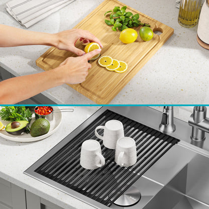 KRAUS Kore 28" Drop-In Workstation 16 Gauge Stainless Steel Single Bowl Kitchen Sink with Accessories - KWT310-28