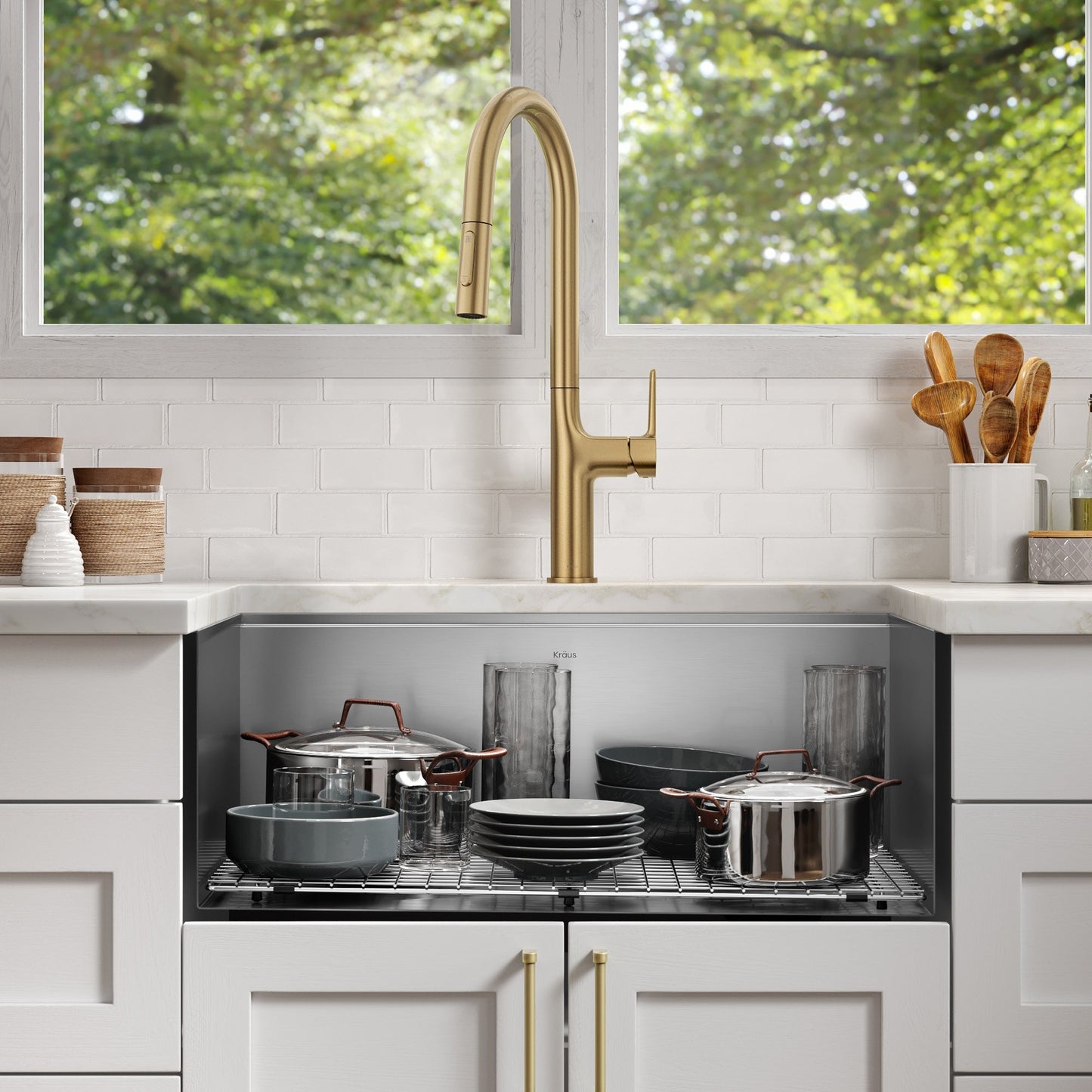 KRAUS Kore 28" Undermount Workstation 16 Gauge Stainless Steel Single Bowl Kitchen Sink with Accessories - KWU110-28