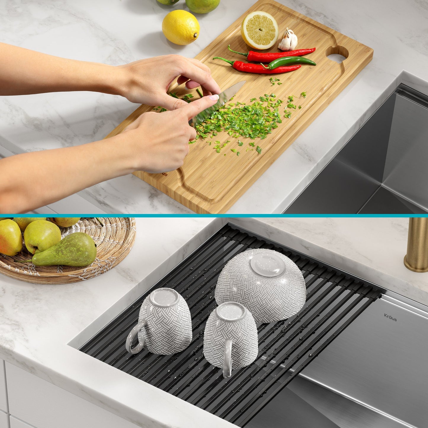 KRAUS Kore 28" Undermount Workstation 16 Gauge Stainless Steel Single Bowl Kitchen Sink with Accessories - KWU110-28