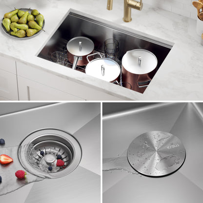 KRAUS Kore 28" Undermount Workstation 16 Gauge Stainless Steel Single Bowl Kitchen Sink with Accessories - KWU110-28