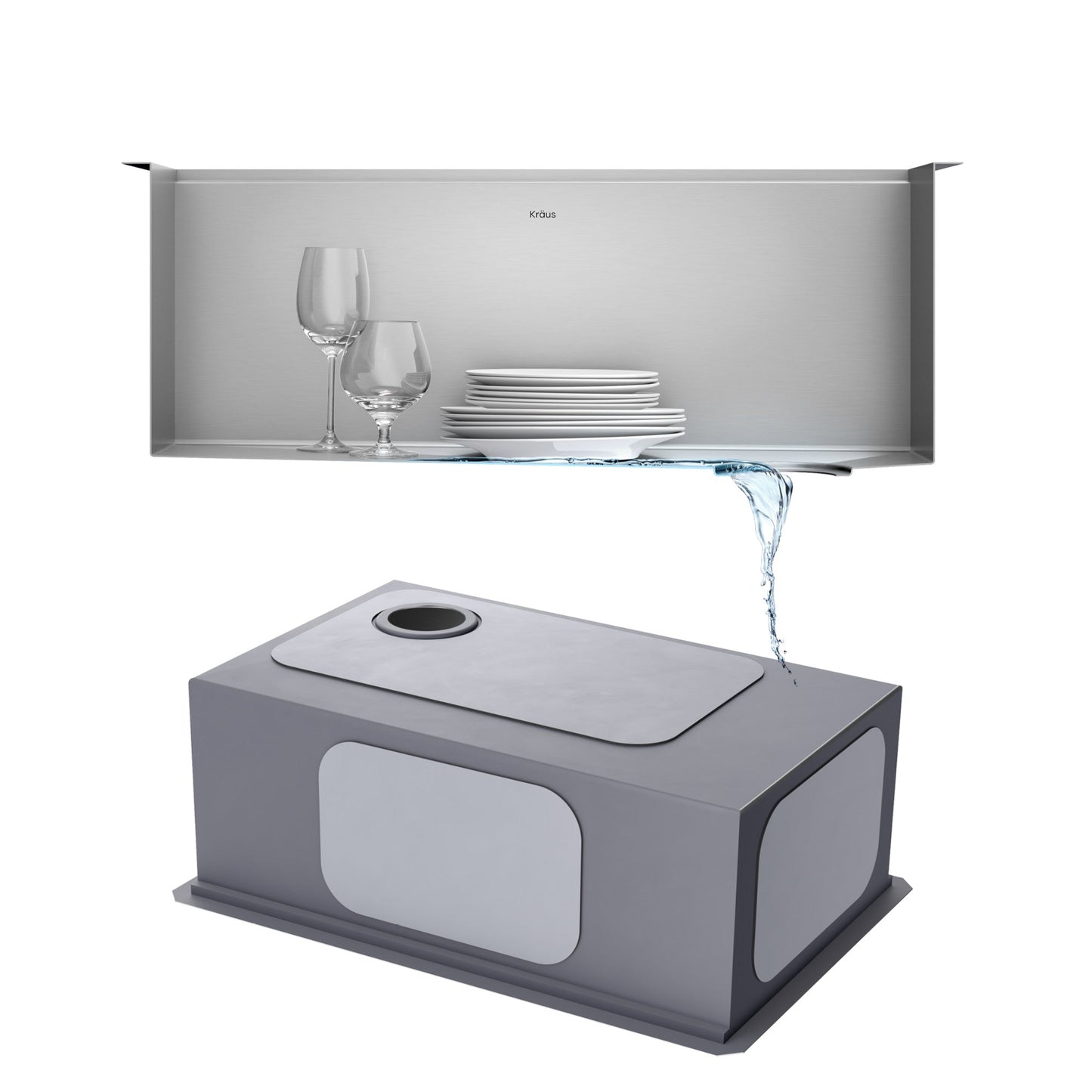 KRAUS Kore 28" Undermount Workstation 16 Gauge Stainless Steel Single Bowl Kitchen Sink with Accessories - KWU110-28