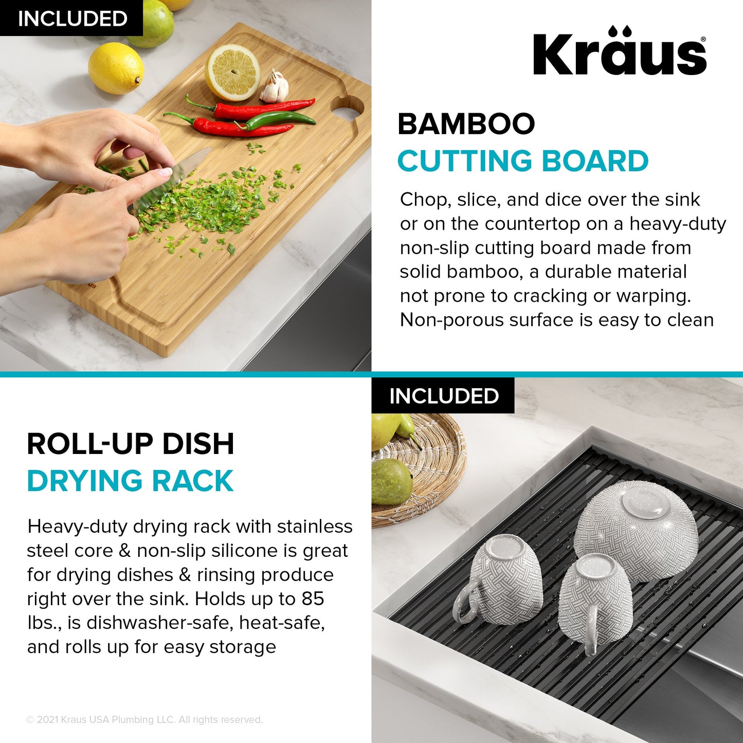 KRAUS Kore 28" Undermount Workstation 16 Gauge Stainless Steel Single Bowl Kitchen Sink with Accessories - KWU110-28