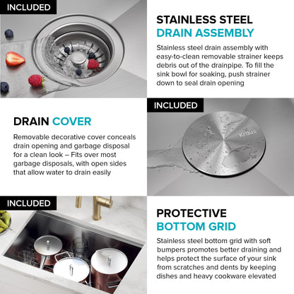 KRAUS Kore 28" Undermount Workstation 16 Gauge Stainless Steel Single Bowl Kitchen Sink with Accessories - KWU110-28