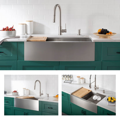 KRAUS Kore 30" 16 Gauge Farmhouse Workstation Kitchen Sink - KWF210-30