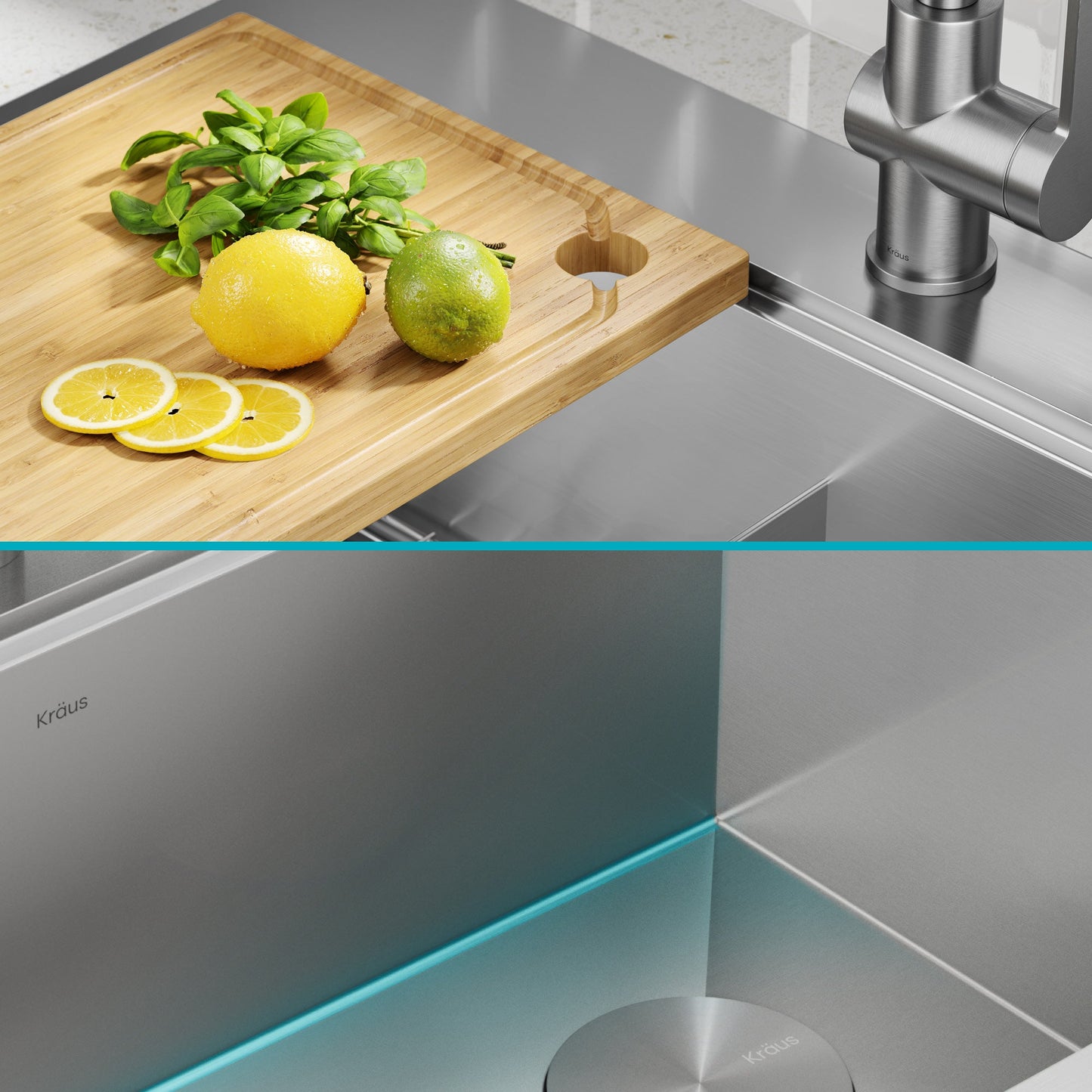 KRAUS Kore 30" Double Bowl Drop-In Workstation 16 Gauge Stainless Steel Kitchen Sink with Accessories - KWT302-30