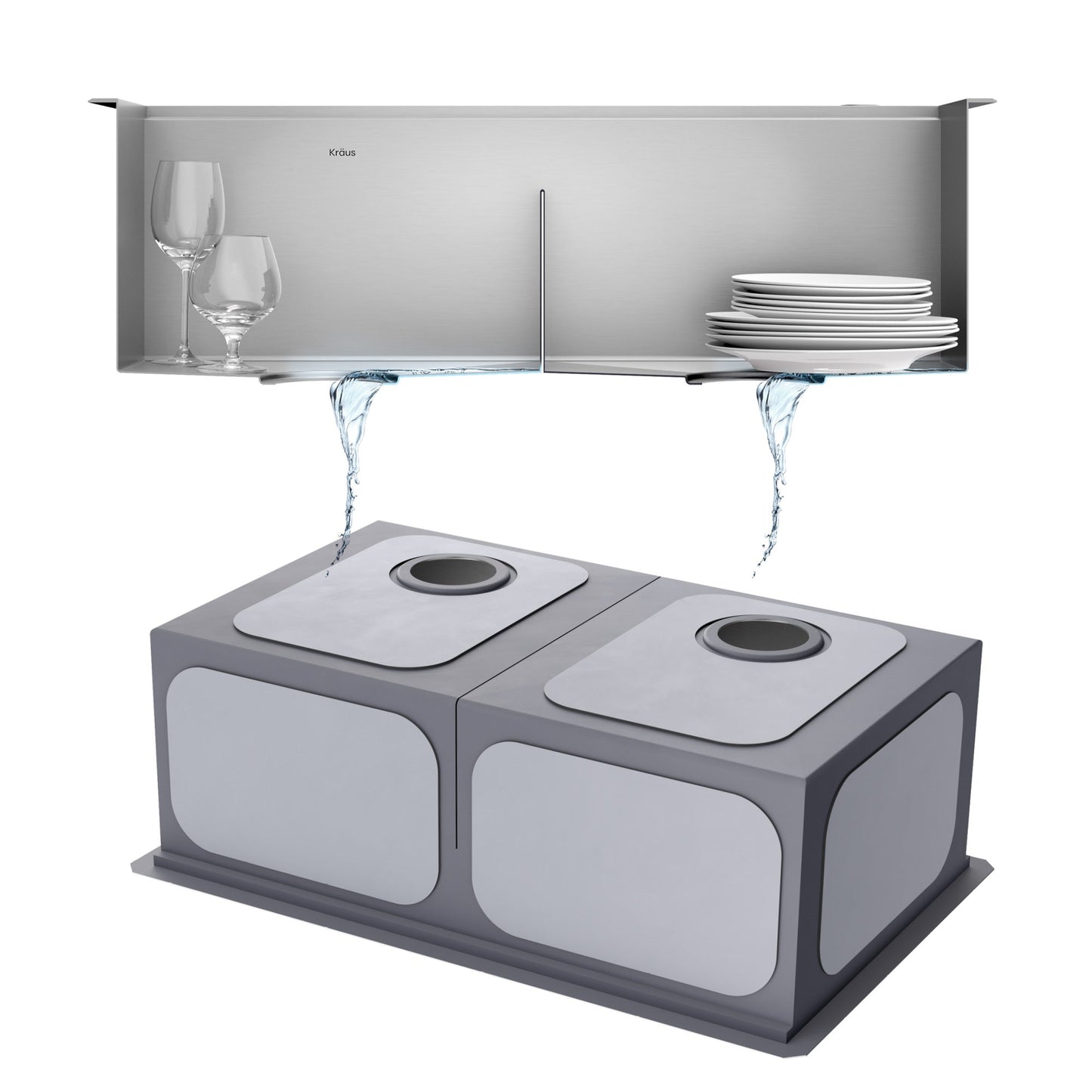 KRAUS Kore 30" Double Bowl Drop-In Workstation 16 Gauge Stainless Steel Kitchen Sink with Accessories - KWT302-30