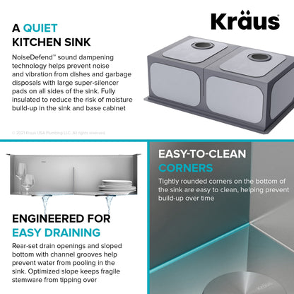 KRAUS Kore 30" Double Bowl Drop-In Workstation 16 Gauge Stainless Steel Kitchen Sink with Accessories - KWT302-30