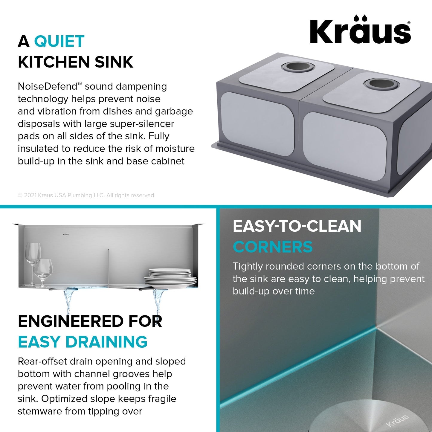 KRAUS Kore 30" Double Bowl Undermount Workstation 16 Gauge Stainless Steel Kitchen Sink with Accessories - KWU112-30