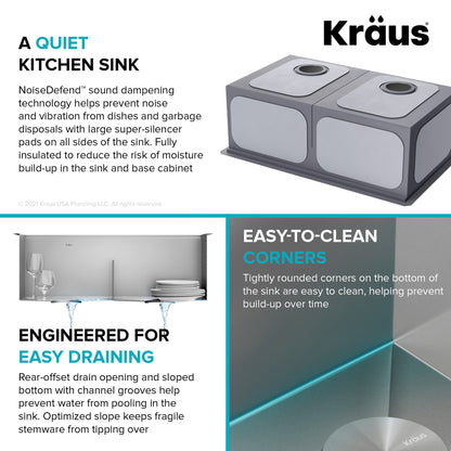 KRAUS Kore 30" Double Bowl Undermount Workstation 16 Gauge Stainless Steel Kitchen Sink with Accessories - KWU112-30
