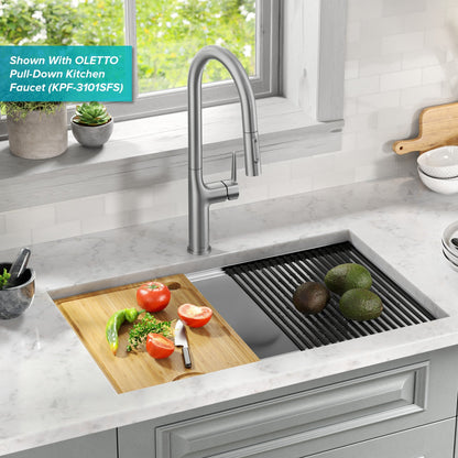 KRAUS Kore 30" Double Bowl Undermount Workstation 16 Gauge Stainless Steel Kitchen Sink with Accessories - KWU112-30