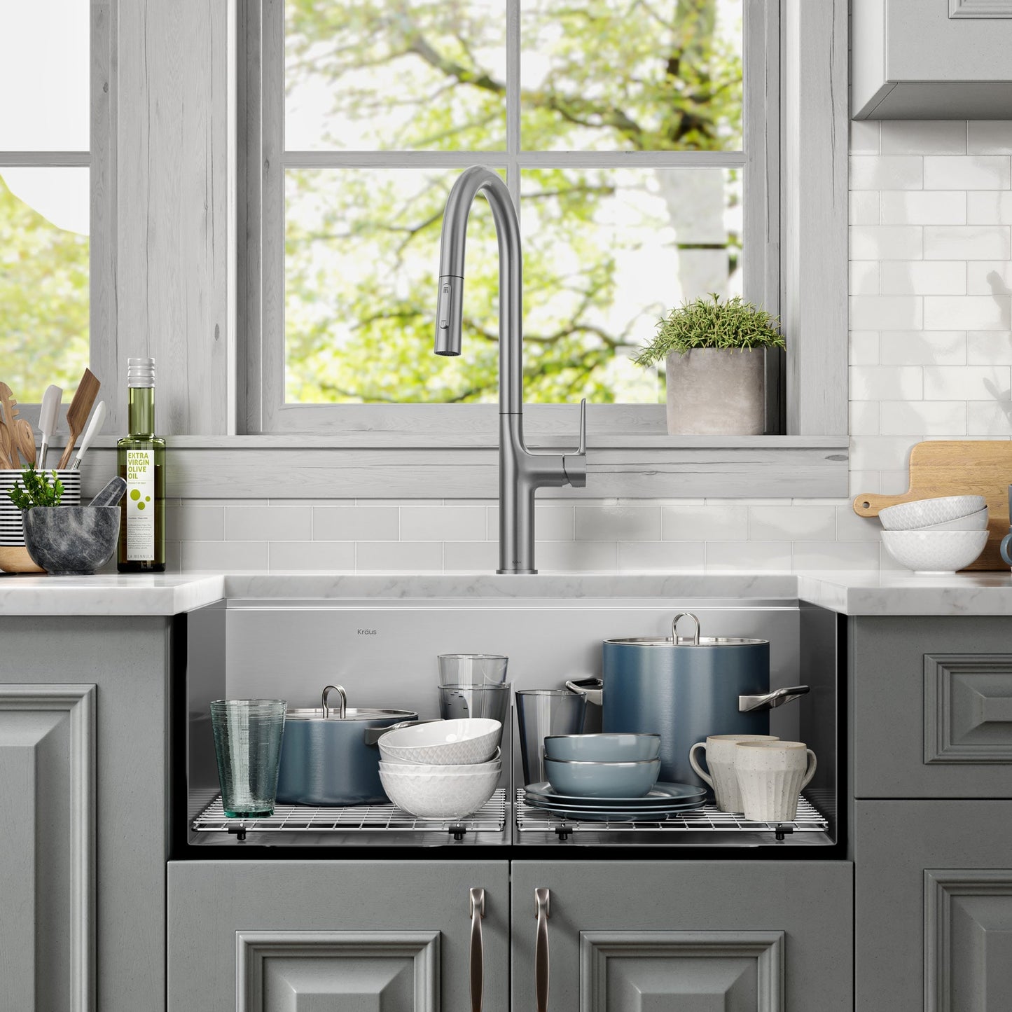 KRAUS Kore 30" Double Bowl Undermount Workstation 16 Gauge Stainless Steel Kitchen Sink with Accessories - KWU112-30