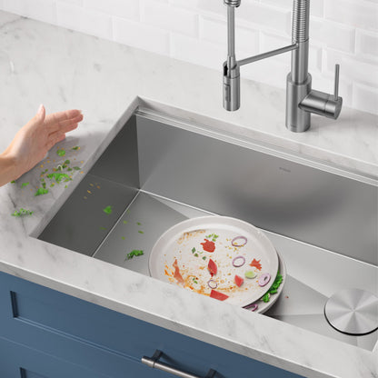 KRAUS Kore 30" Double Bowl Undermount Workstation 16 Gauge Stainless Steel Kitchen Sink with Accessories - KWU112-30