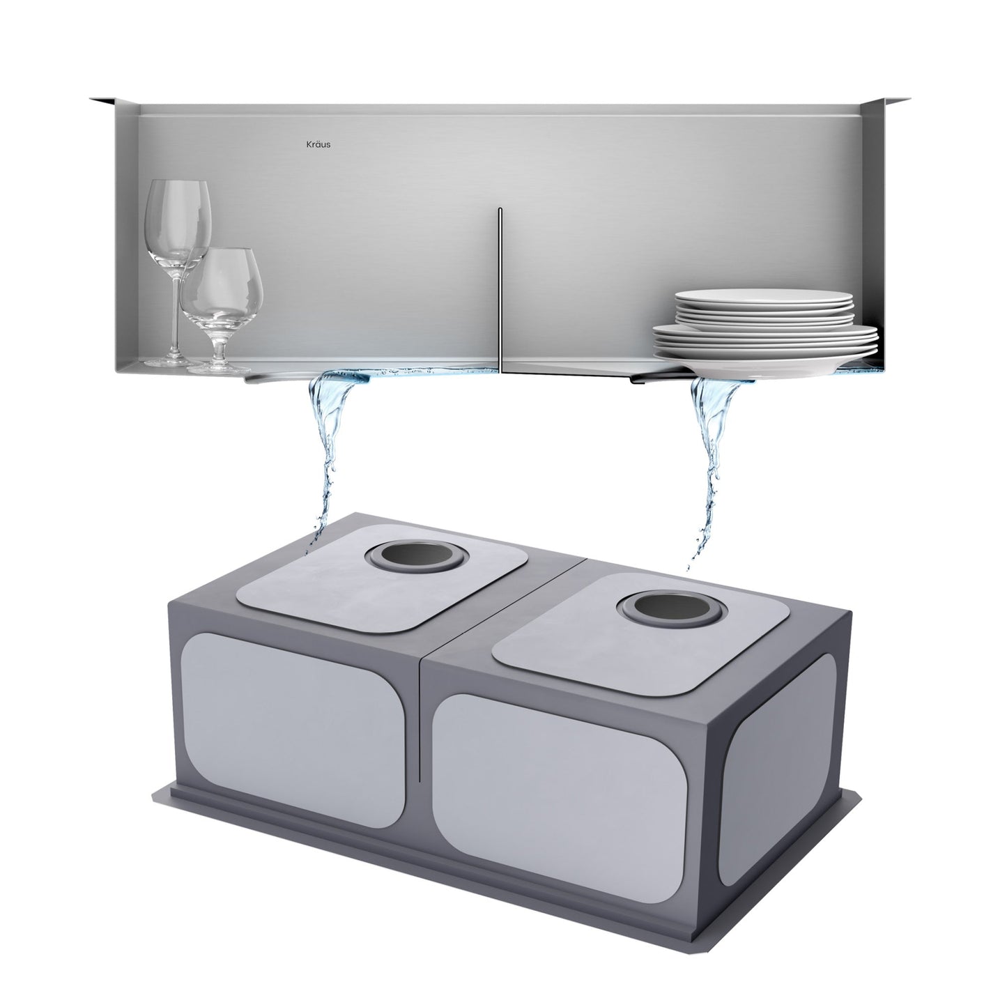 KRAUS Kore 30" Double Bowl Undermount Workstation 16 Gauge Stainless Steel Kitchen Sink with Accessories - KWU112-30