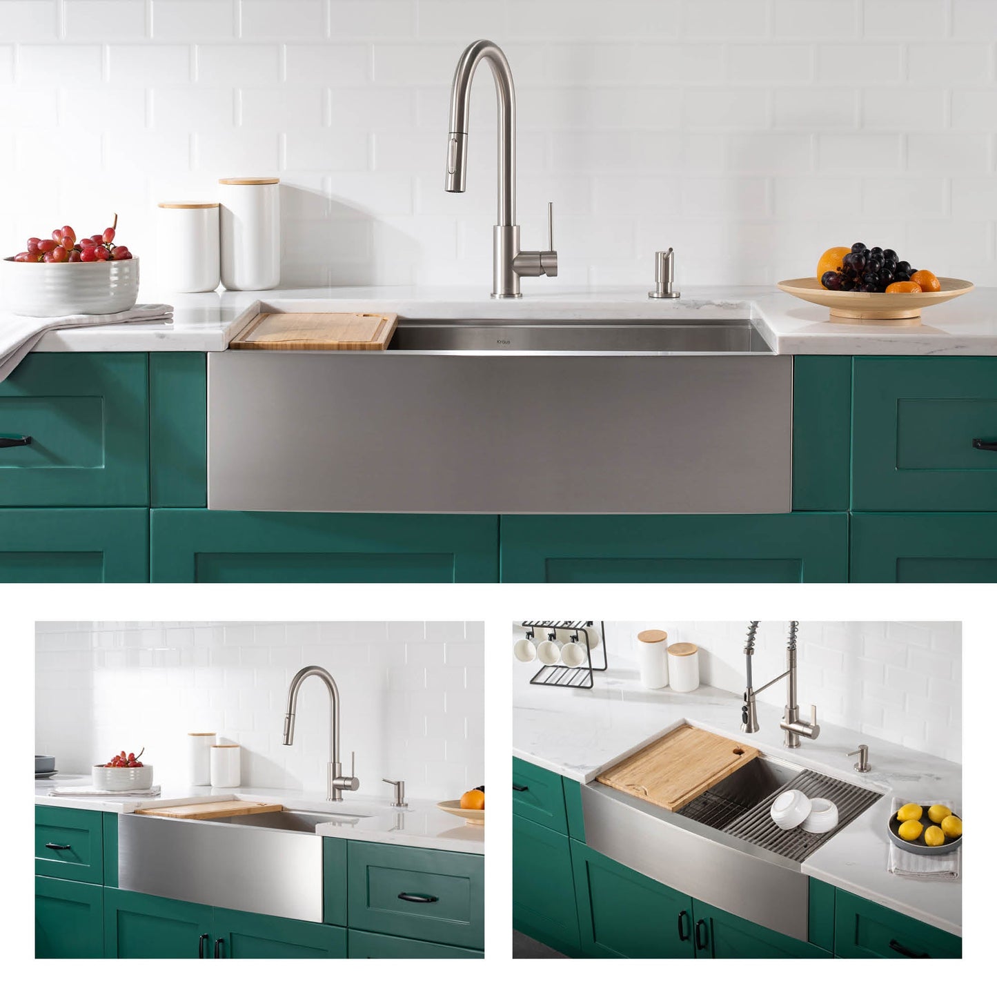KRAUS Kore 36" 16 Gauge Stainless Steel Farmhouse Workstation Kitchen Sink - KWF210-36