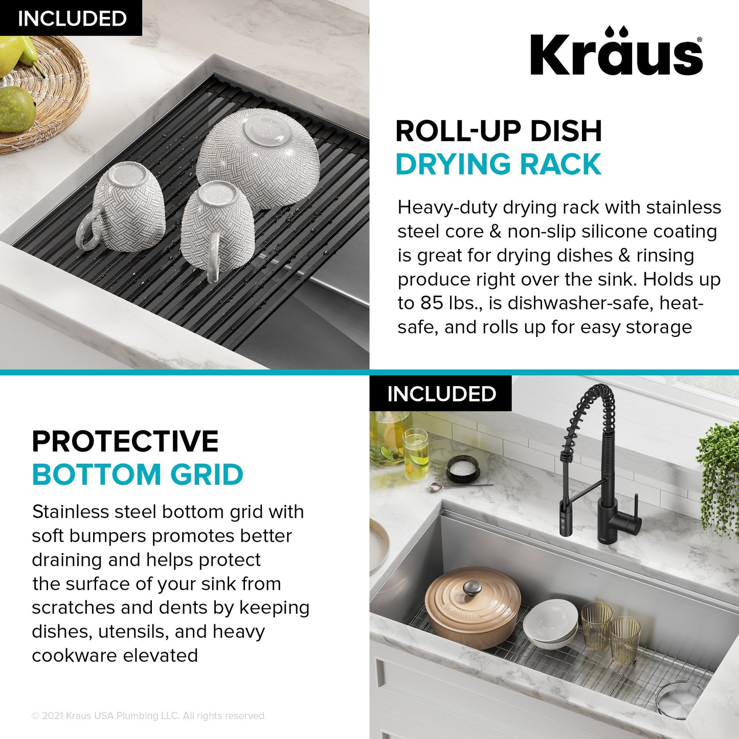 KRAUS Kore 36" Undermount Workstation 16 Gauge Stainless Steel Single Bowl Kitchen Sink with Accessories - KWU110-36
