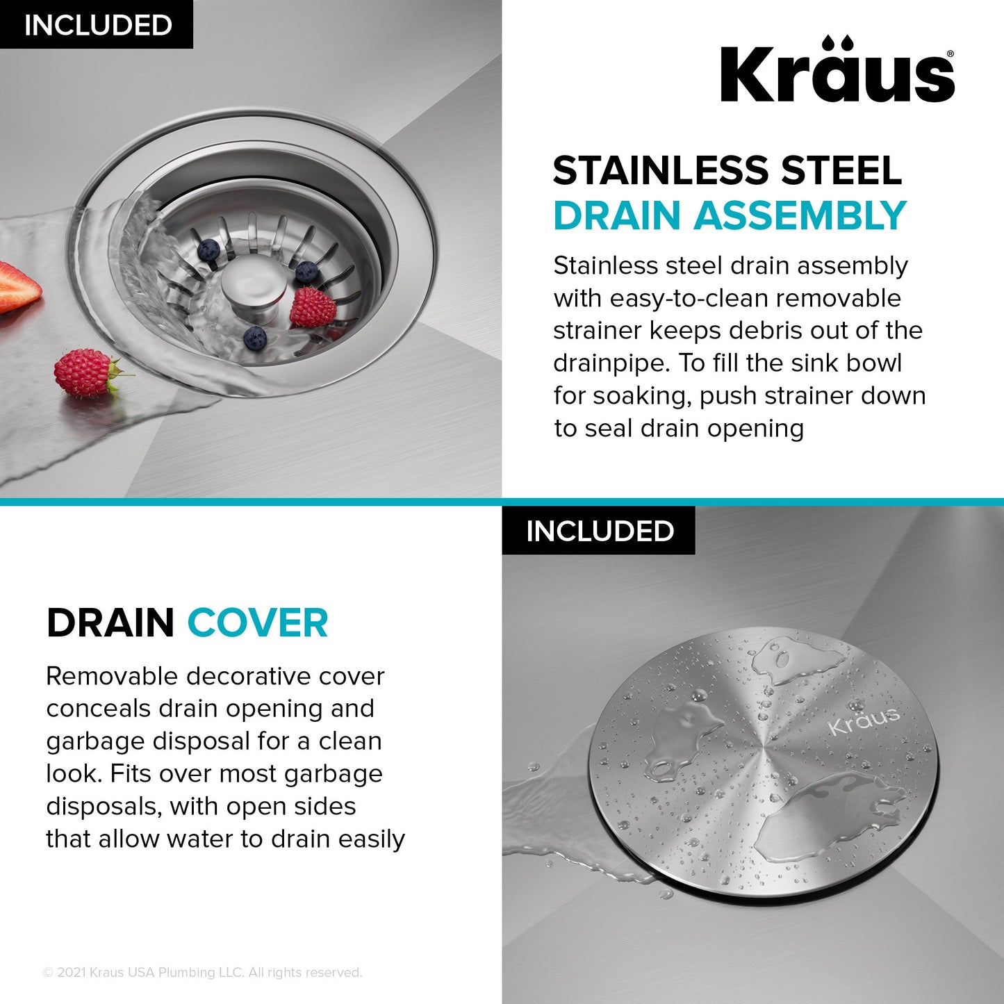 KRAUS Kore 36" Undermount Workstation 16 Gauge Stainless Steel Single Bowl Kitchen Sink with Accessories - KWU110-36