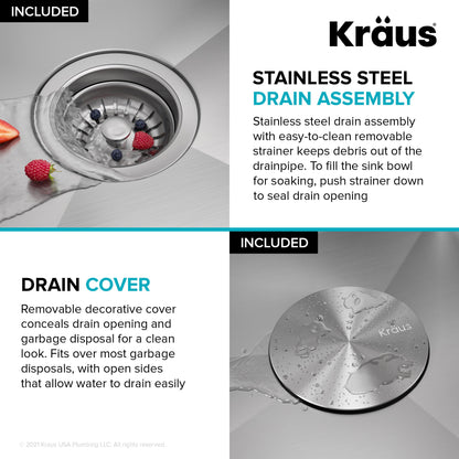KRAUS Kore 36" Undermount Workstation 16 Gauge Stainless Steel Single Bowl Kitchen Sink with Accessories - KWU110-36