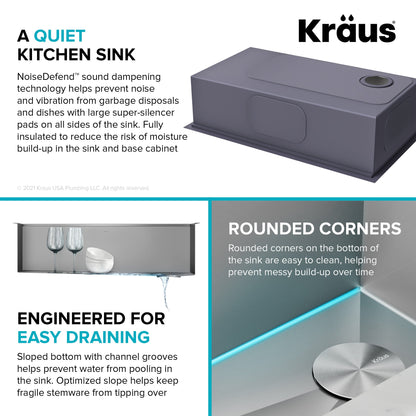 KRAUS Kore 36" Undermount Workstation 16 Gauge Stainless Steel Single Bowl Kitchen Sink with Accessories - KWU110-36