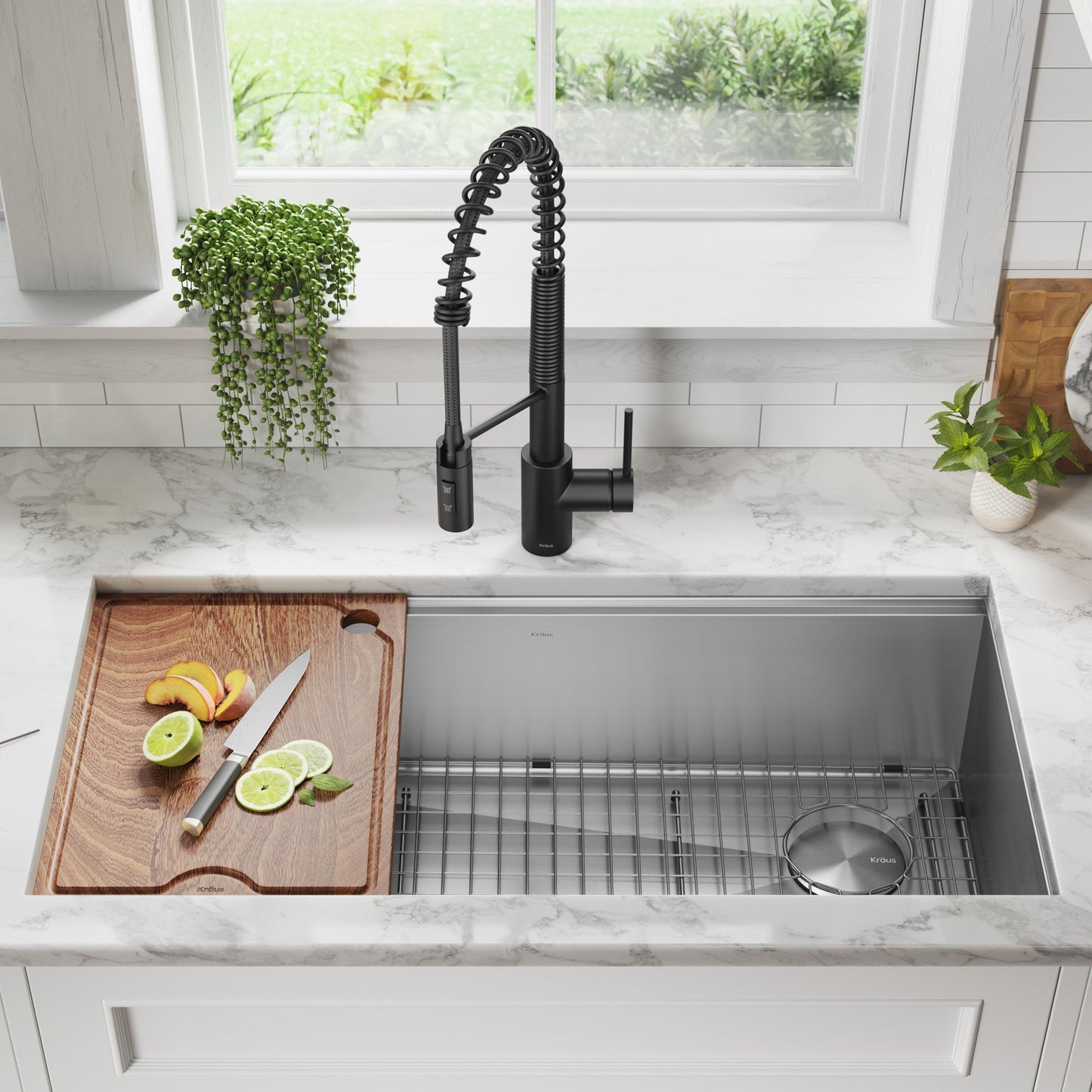 KRAUS Kore 36" Undermount Workstation 16 Gauge Stainless Steel Single Bowl Kitchen Sink with Accessories - KWU110-36