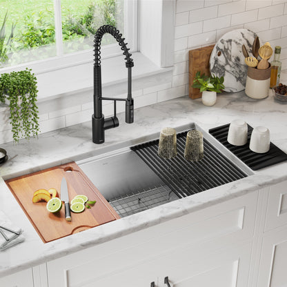 KRAUS Kore 36" Undermount Workstation 16 Gauge Stainless Steel Single Bowl Kitchen Sink with Accessories - KWU110-36
