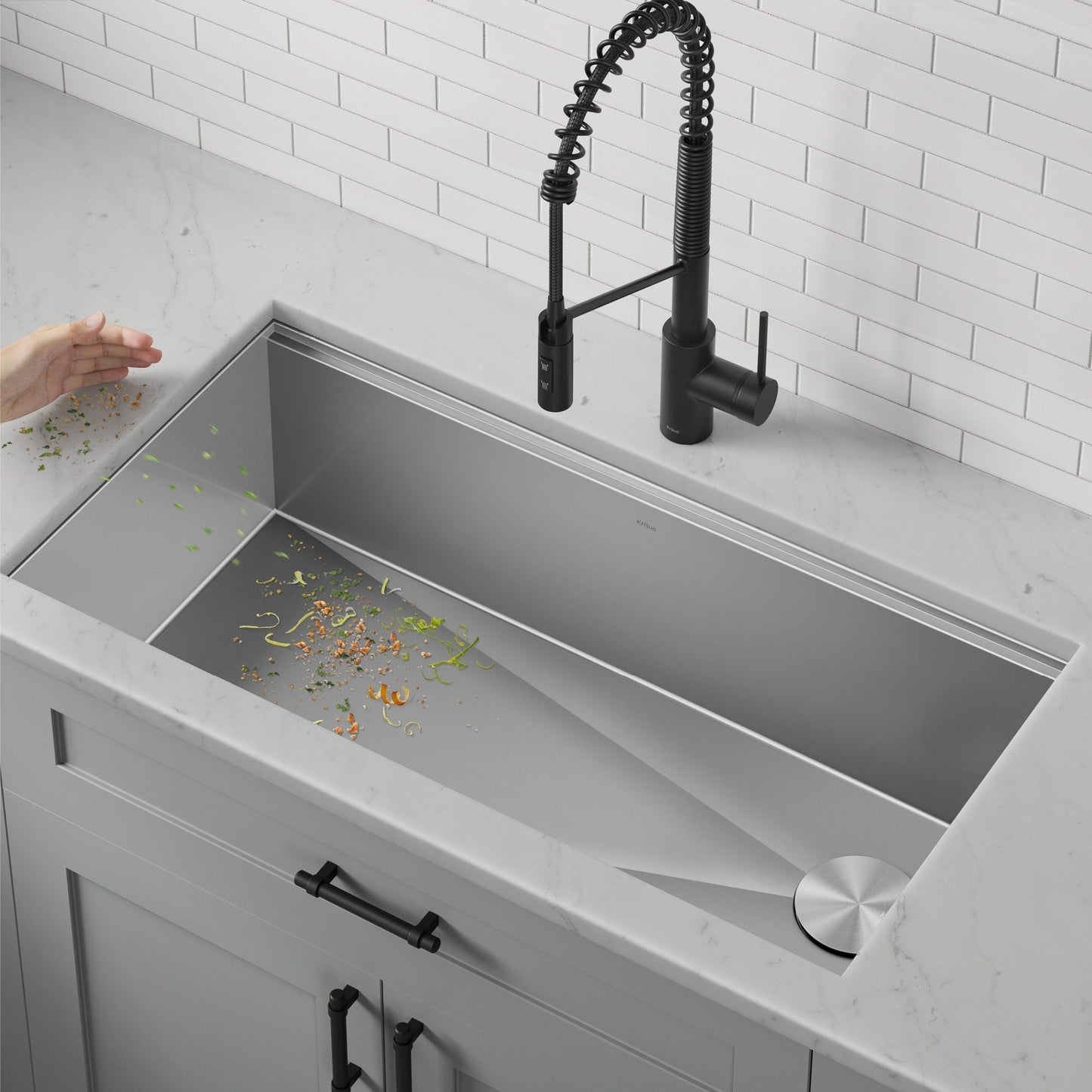 KRAUS Kore 36" Undermount Workstation 16 Gauge Stainless Steel Single Bowl Kitchen Sink with Accessories - KWU110-36